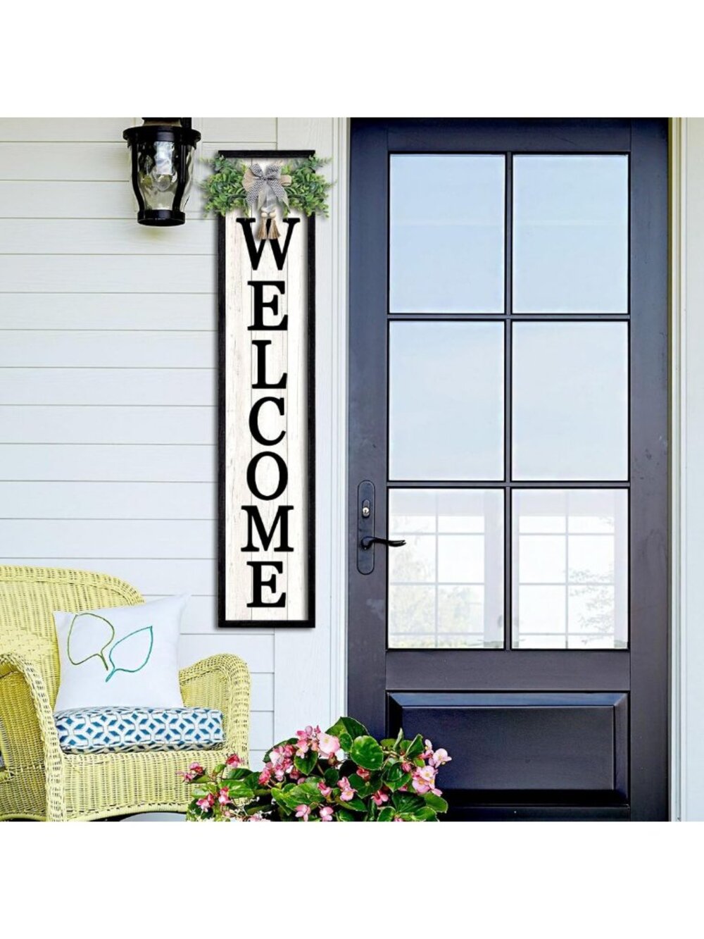 Chic 45" Black Welcome Sign for Front Porch - Stylish Home Decor & Outdoor - Picture 6 of 8